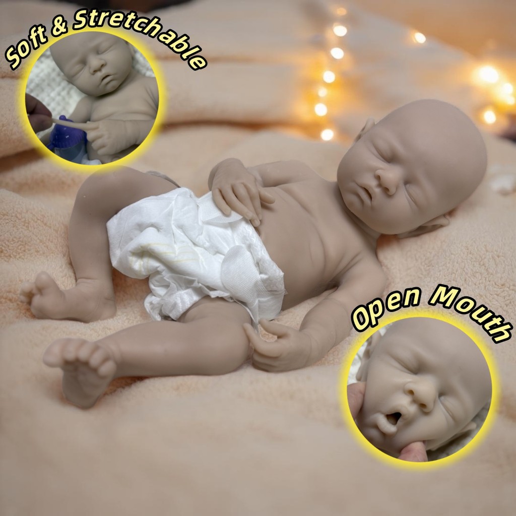 16.5Inch Open Mouth & Washable Unpainted Solid Silicone Reborn Girl Doll Soft Touch Feeling  Bebe Do