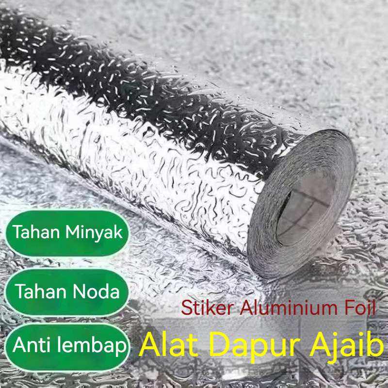 COD/Stiker Aluminium Foil 60cm X 3m / Wallpaper Anti Minyak Waterproof / Wallpaper Dapur Aluminum Fo