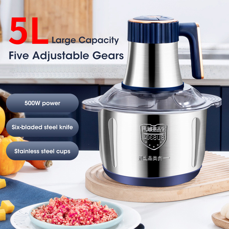 5L Electric Meat Grinders 304 Stainless Steel Food Crusher Multifunctional Vegetable Slicer opper Mi