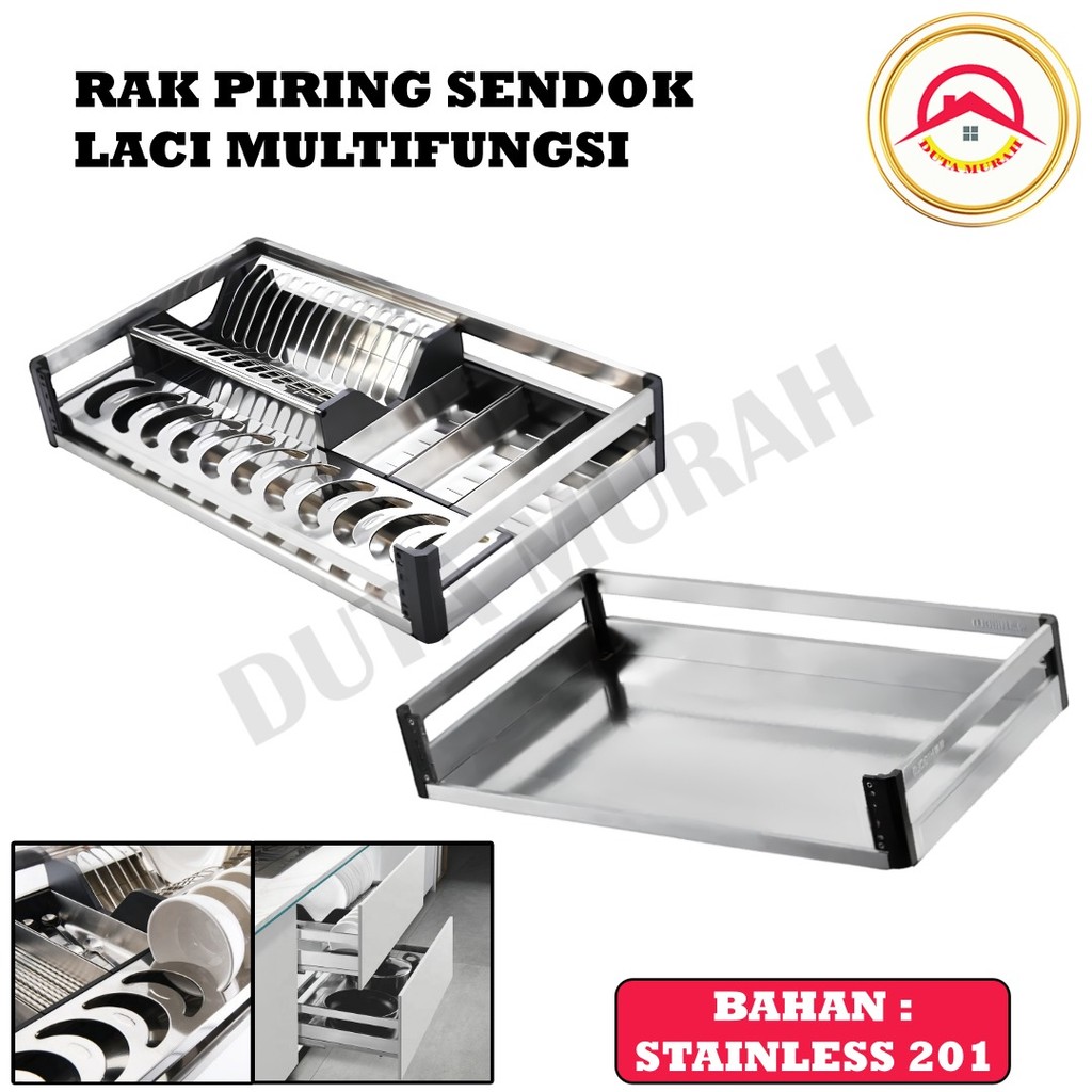 Rak Piring Mangkok Sendok Dapur Tempat Sendok Sekat Laci Rak Panci Kitchen Set