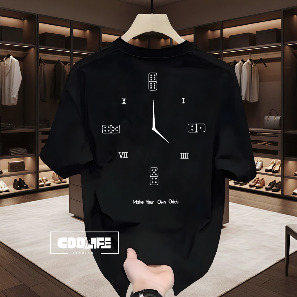 Kaos Pria Make Your Own Odds Hitam Oversize  Baju Kaos Distro Grafis Jam Domino and Romawi Cotton Co