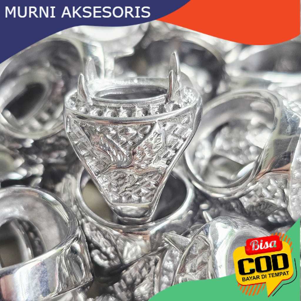 Free Bublewrap. Emban Ring Special Motif Elang Warna Silver Tebal / Cangkang Cincin Batu Akik Motif 