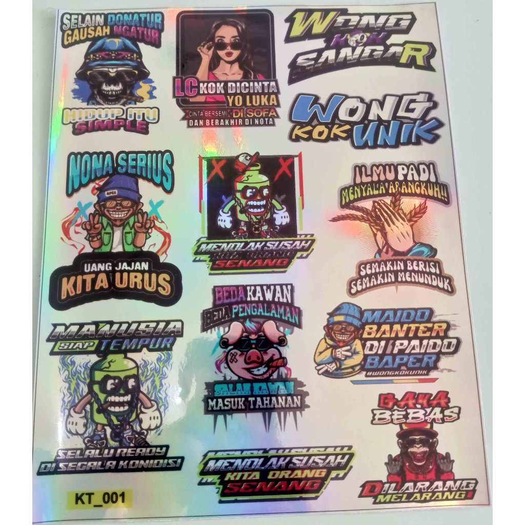 Stiker Pack Kata-kata Keren Hologram Stiker Motor