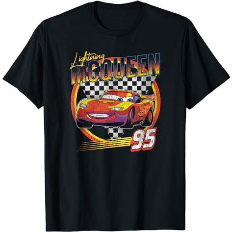 KAOS Disney Pixar Cars Lightning McQueen Vintage Race T-Shirt