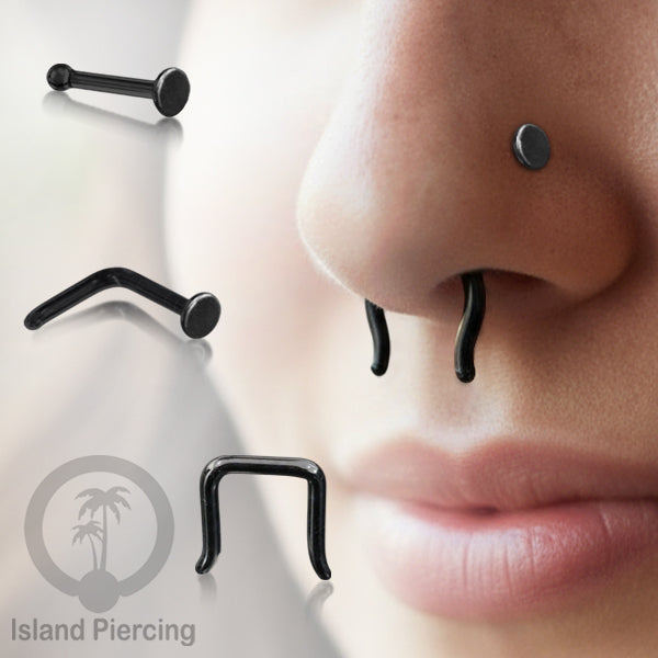 Nose Piercing Jewelry Perhiasan Hidung Nose Ring bahan Kaca Pyrex warna Hitam, Glass Nose Jewelry