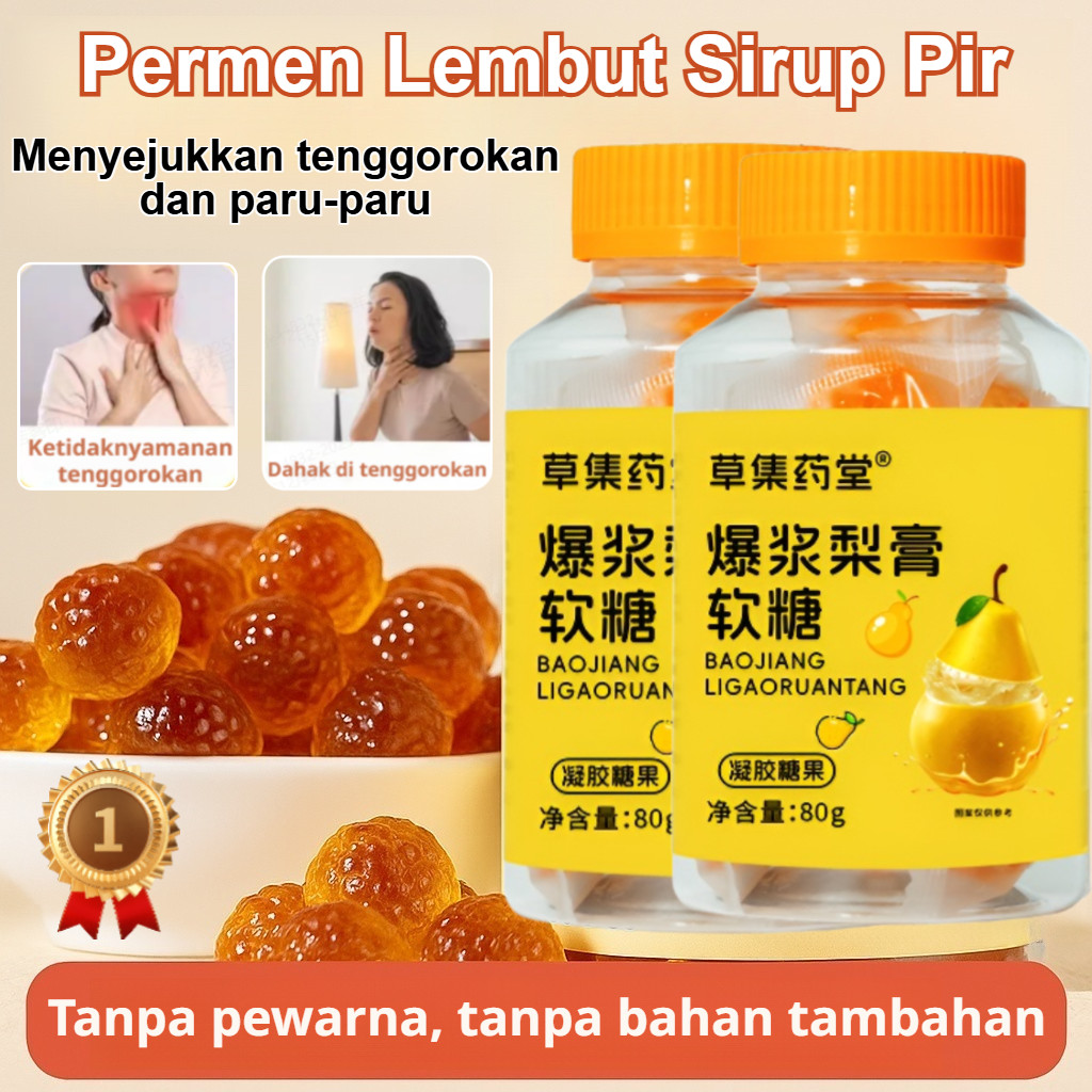 Diskon RamadanPermen Karet Tenggorokan Pasta Pir/Crystal Candy/Pir Jeli Lunak Aneka Rasa Gummy Fruit