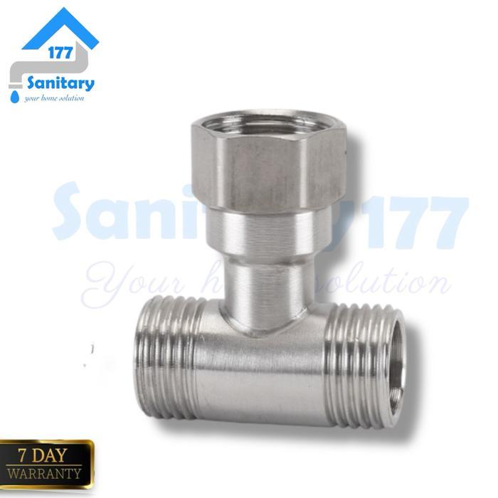 Nepel T Ring putar Stainless 304 TS18- naple tee shower  kran  1/2 inch fitting mur sambungan kran s