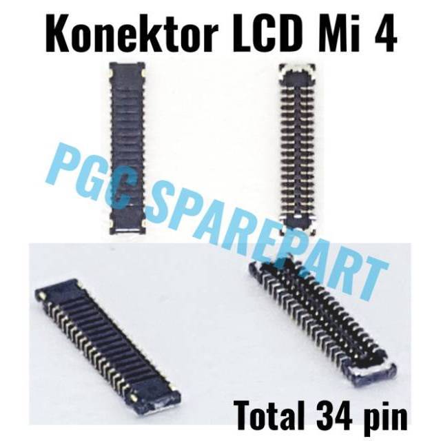 Original Connector Konektor LCD Xiaomi Mi 4 - Mi4 LTE - TOTAL 34 PIN