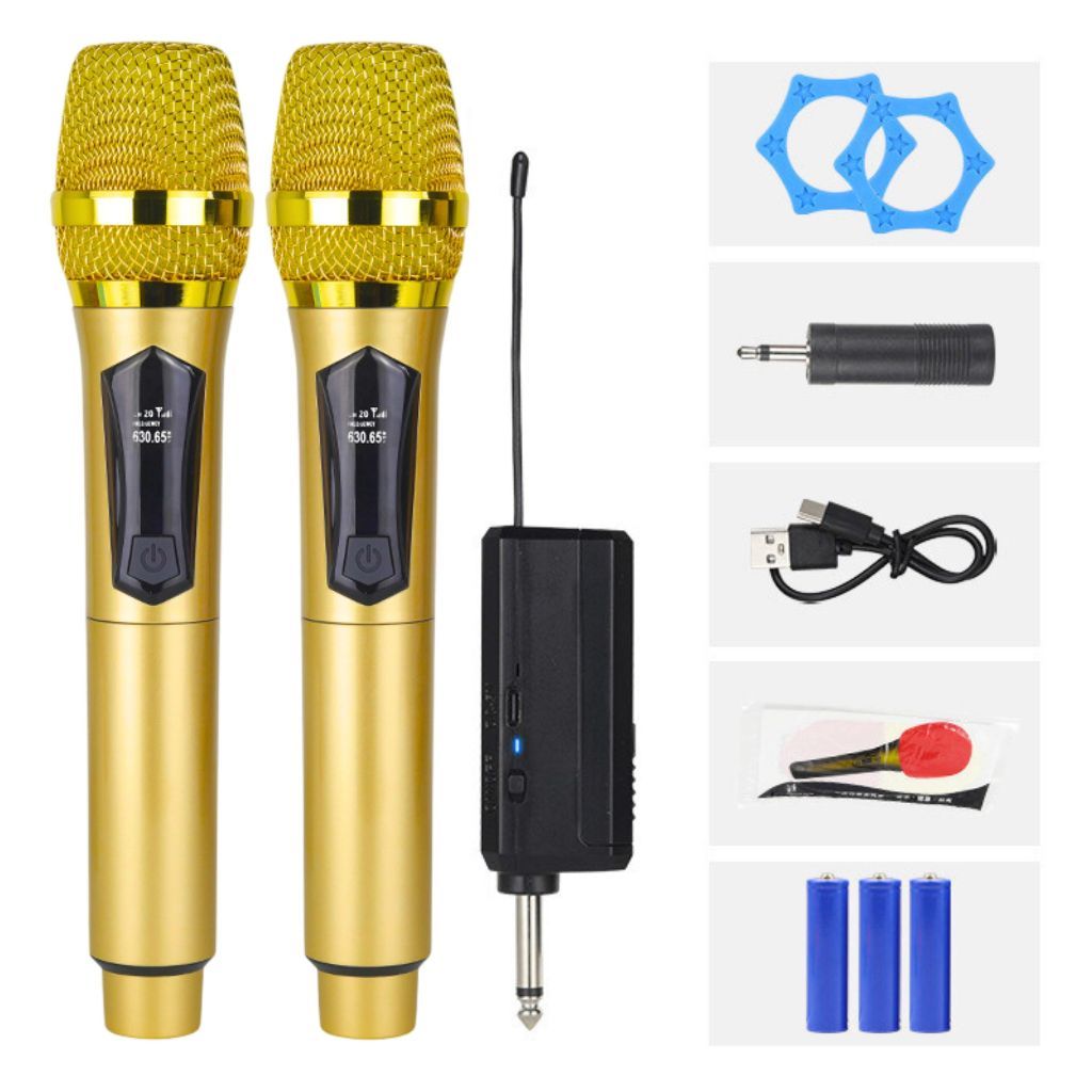 Fleco F-103D Microphone Wireless Karaoke' Mic Suara Jernih Double Mic / Mikrofon Nirkabel Fleco / Mi