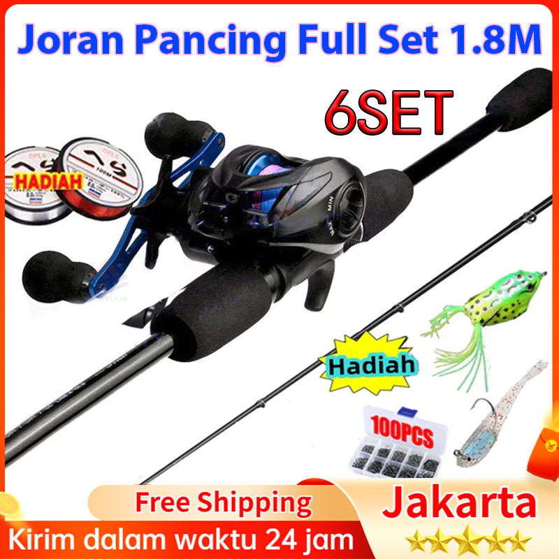 (Beli 1 Dapat 6) Joran Pancing Full Set 1.8m 5-20LB 7.2:1 Joran BC Set UL Carbon bc casting 1 set mu