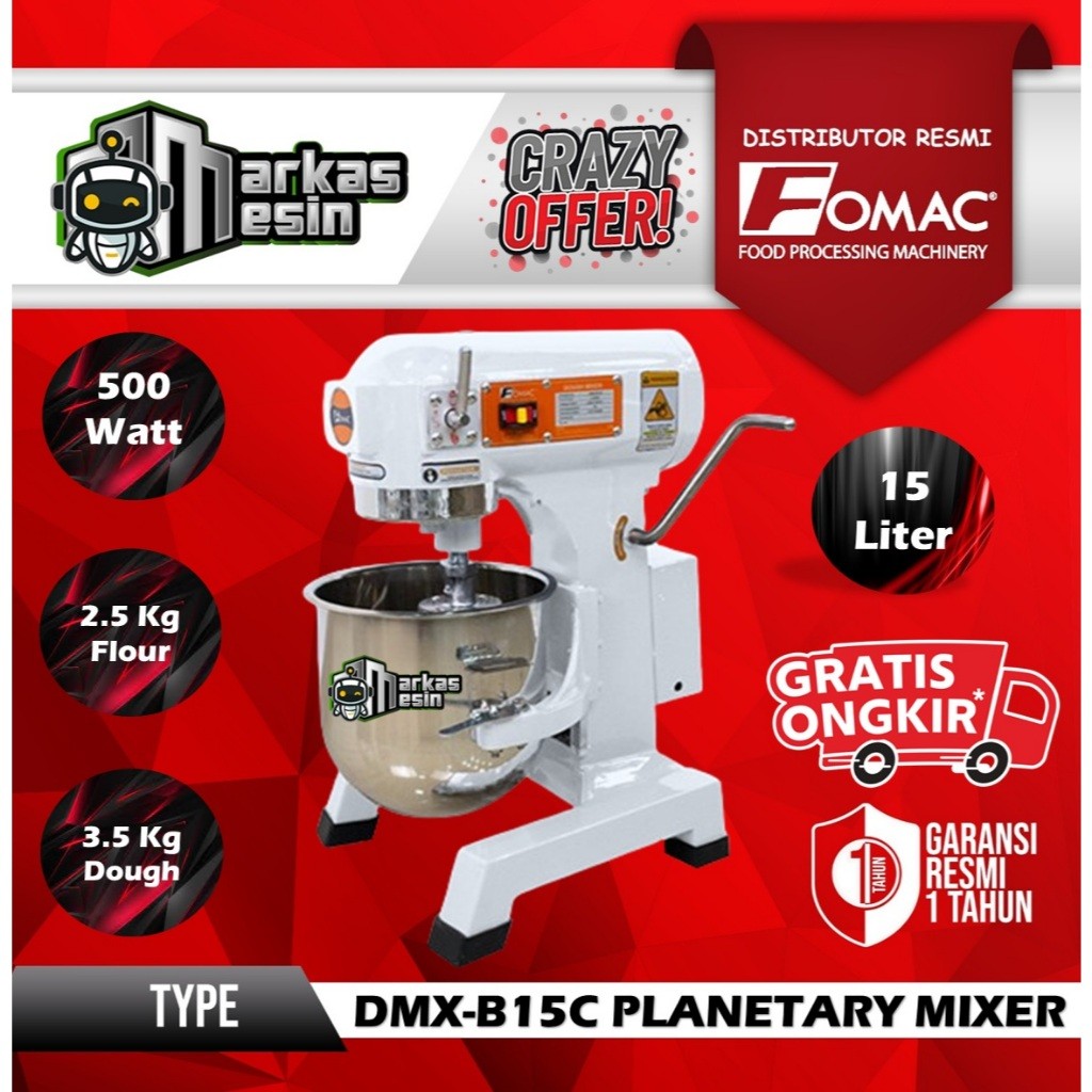 Planetary Dough Mixer 15 Liter Mesin Pengaduk Adonan DMX-B15C FOMAC