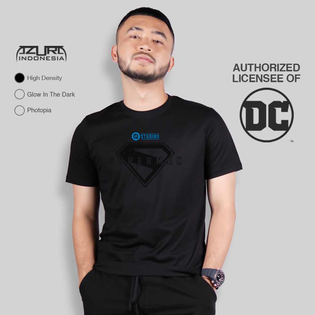 Azura Tshirt DC Comics Original Superman 2025 Logo Text Black On Black Hitam