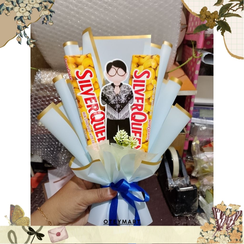 MURAH buket mini coklat Silverqueen Cadbury bucket snack mini bouquet hadiah ulang tahun hari guru w