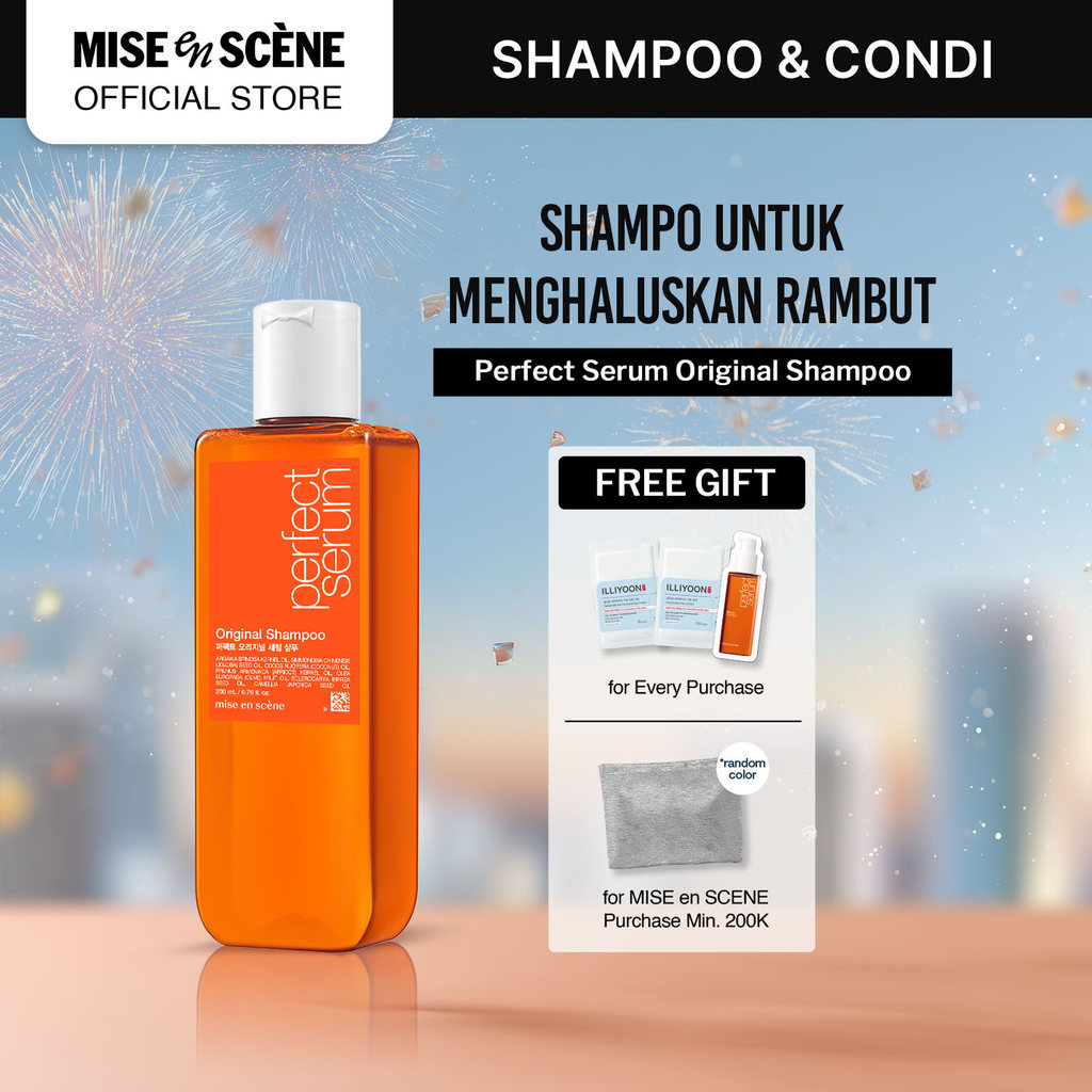 mise en scene Perfect Serum Original Shampoo 200ml - Shampoo Rambut Rusak Melembutkan Tanpa Kusut An