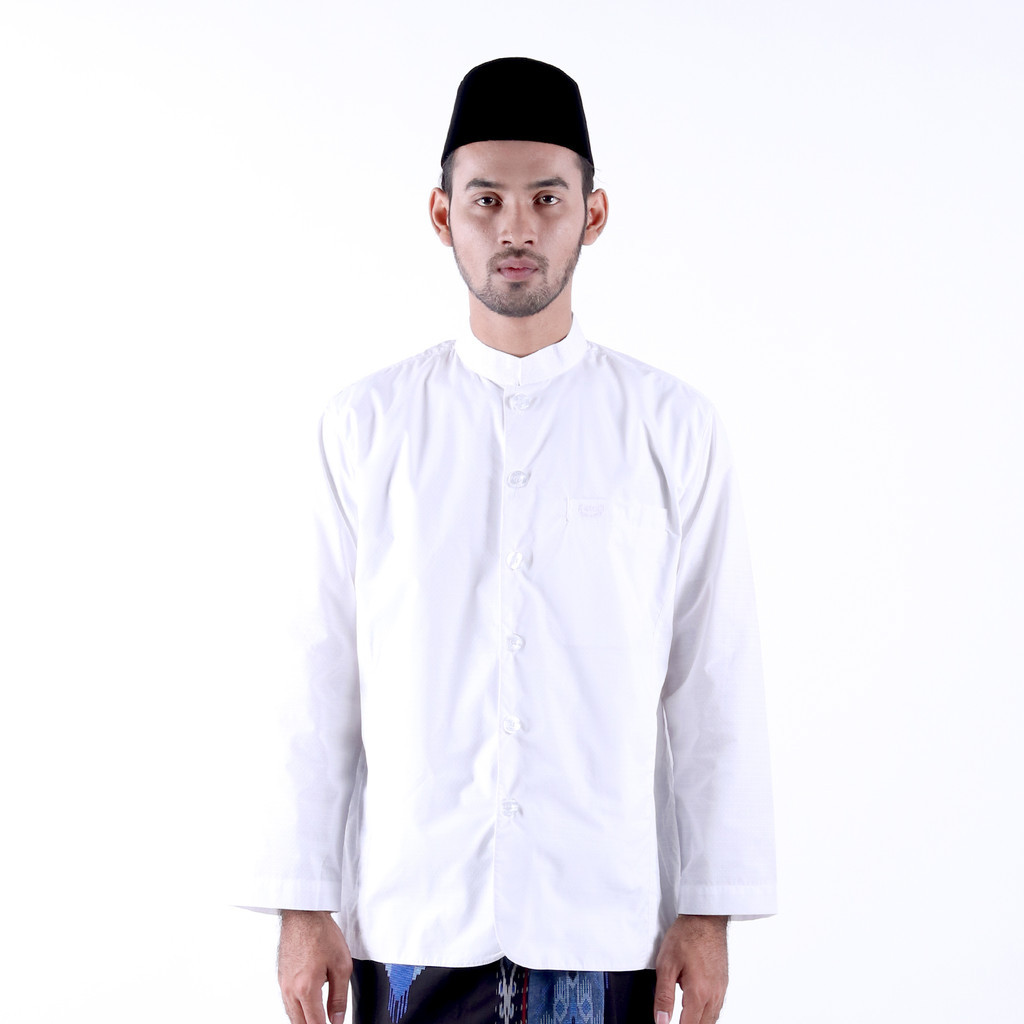 Baju Koko Asli 100% Original | Baju Koko BHS Classic Habaib Motif Ashim Warna Putih