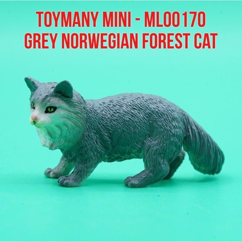 ToyMany Mini ML00170 | Grey Norwegian Forest Cat Wegie Kucing Hutan Norwegia Felis Catus | Mainan Fi