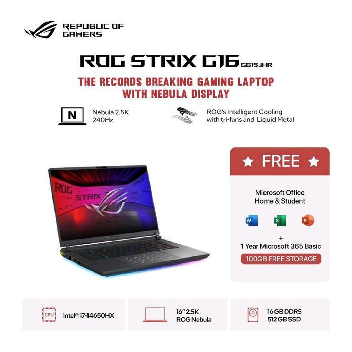 ASUS ROG STRIX G16 G615JHR I7-14650HX 16GB 512GB RTX5050 8GB 16.OWQXGA 240HZ W11 OHS+M365B - 16GB/51