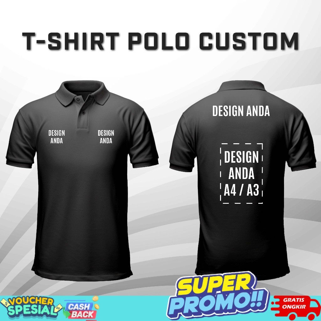 Kaos Kerah Custom Polo Shirt Sablon DTF Seragam Perusahaan Baju Kerja Bisa Logo