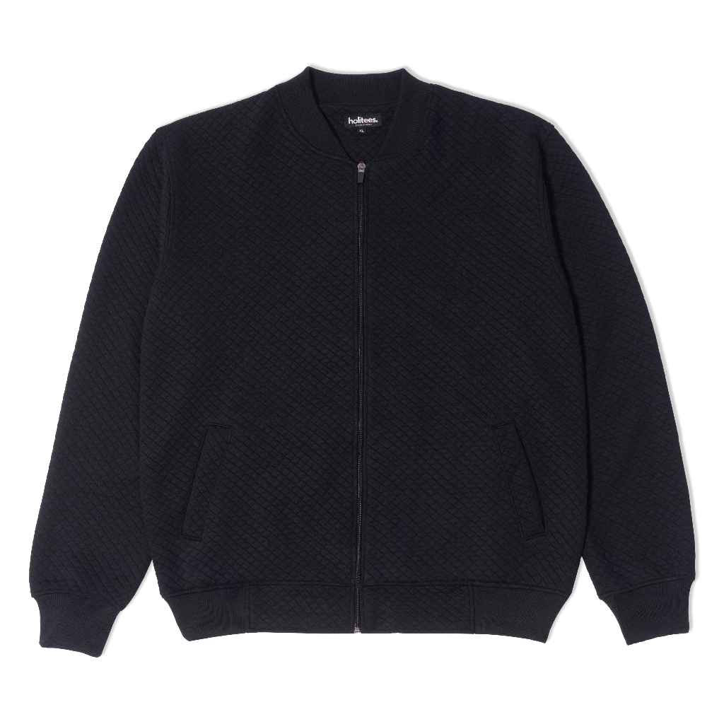 Holitees Jaket Bomber Diamond Black Fleece Unisex