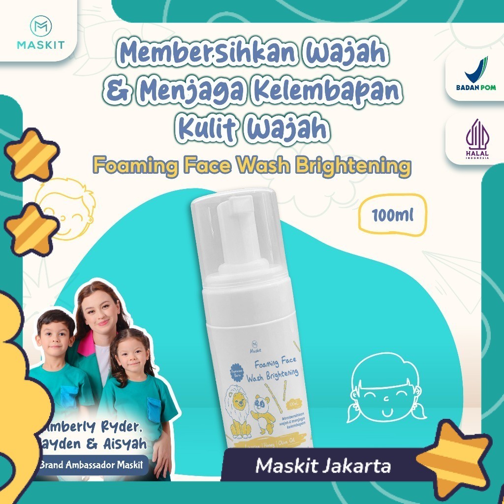 Maskit Kids & Baby Foaming Face Wash Brightening - Sabun Cuci Muka Wajah Foam Anak Bayi Mencerahkan