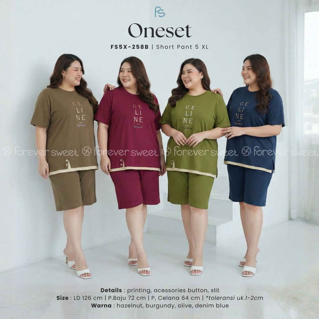 Oneset /setelan Jumbo Pendek ( 5XL ) Forever Sweet