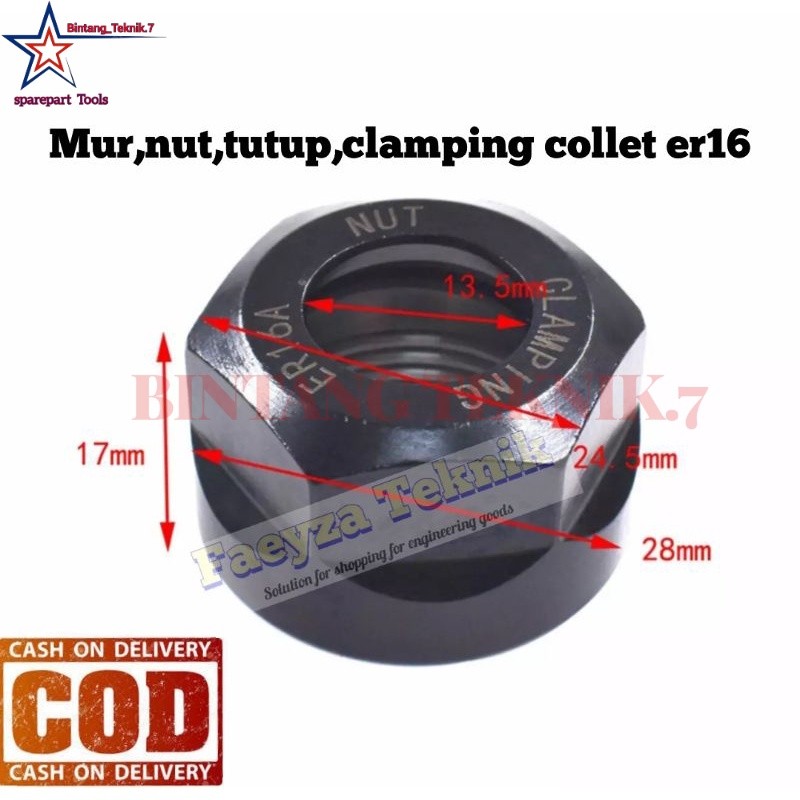 mur collet nut collet ER16 tutup collet clamping collet bukan arbor