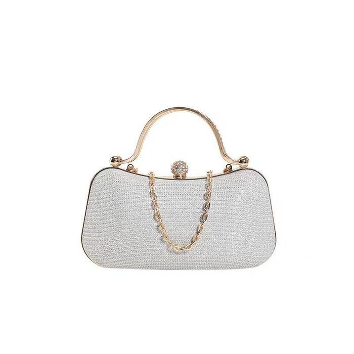4053 TAS SELEMPANG PESTA CLUTCH BAG MEWAH ELEGAN TAS WEDDING WANITA - SILVER