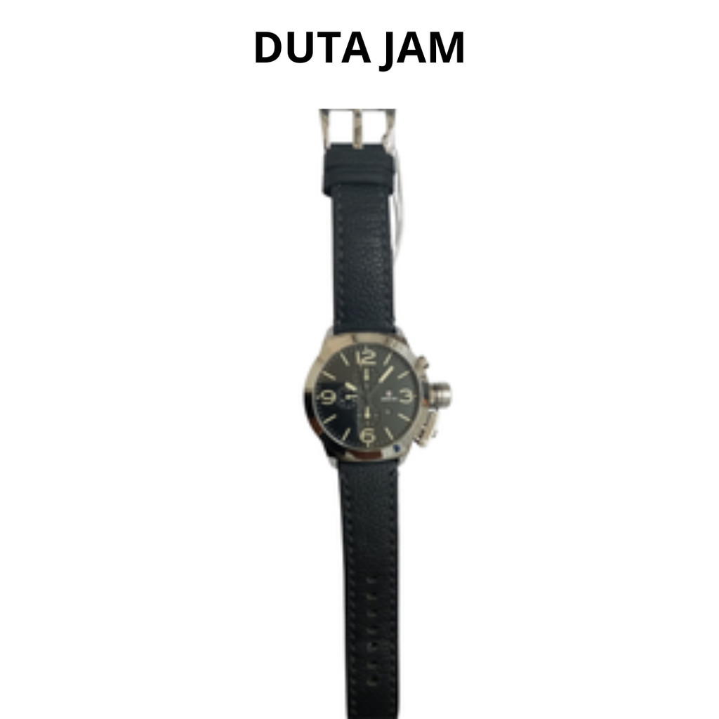 JAM TANGAN PRIA EXPEDITION E6339 E 6339 MCLSSBAIVBA CHRONOGRAPH SILVER BLACK CREAM LEATHER STRAP