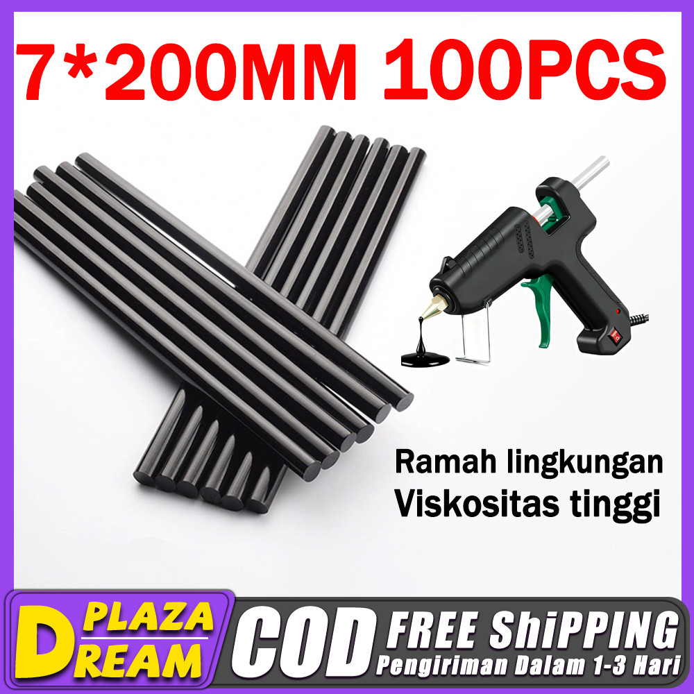 Lem Bakar Hitam Stik 7*200mm 100pcs Dan Ramah Lingkungan Lem Bakar Tinggi Tembak Lem Viskositas Blac