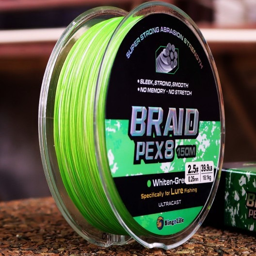 Bingolife Tali PE Casting 150m Hijau 0.12mm~0.5mm Sensitif Lure Fishing