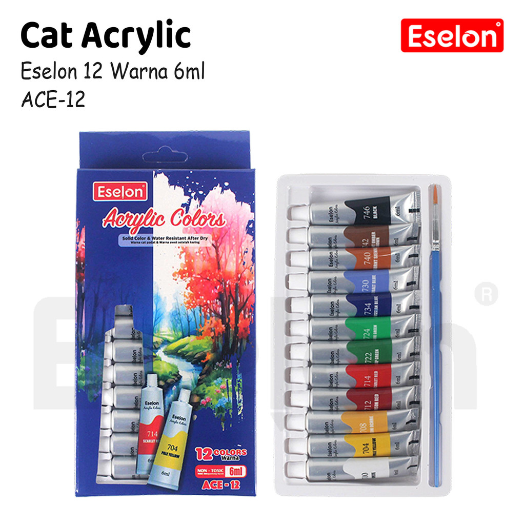 Cat ACRYLIC ACE-12 / 12 WARNA Cat ACRYLIC / CAT ACRYLIC 6ml