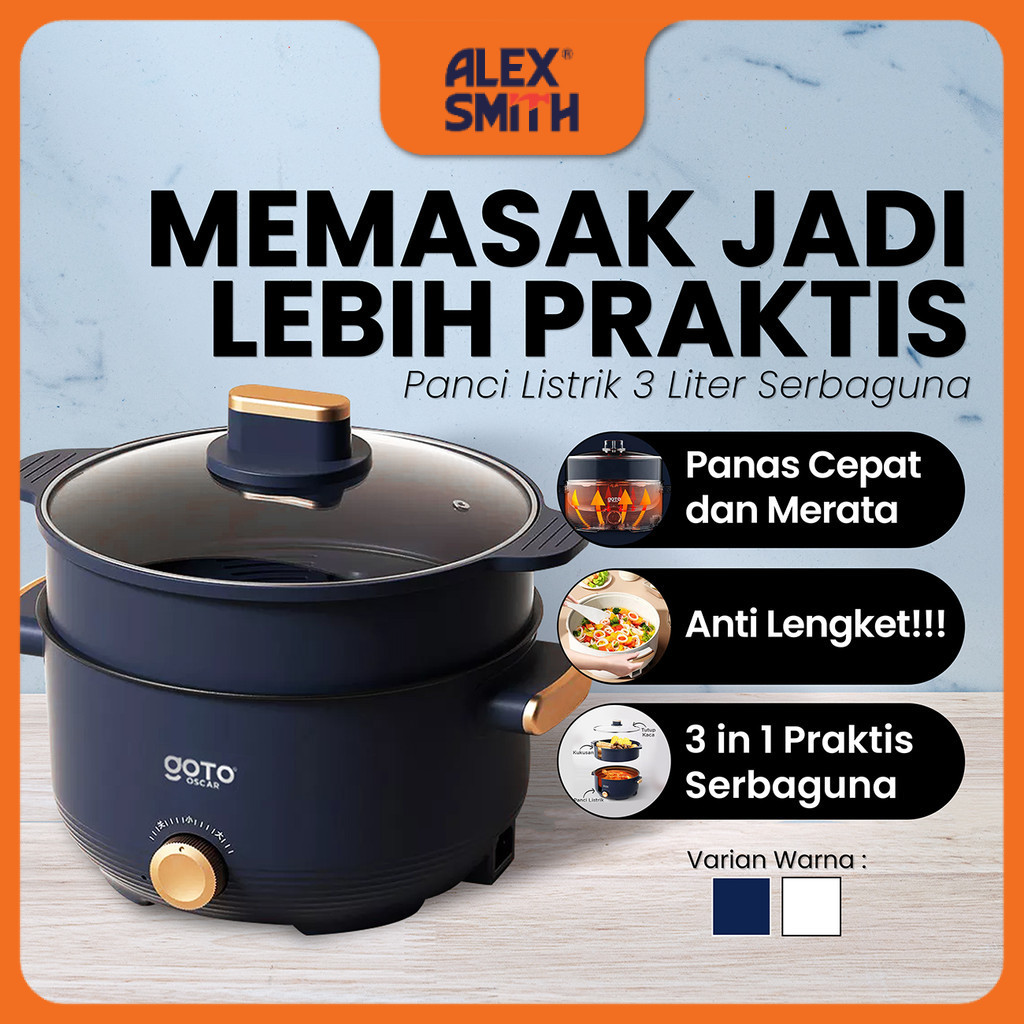 Goto Oscar Panci Listrik Elektrik Fry Pan 3L Goreng Kukus Serbaguna