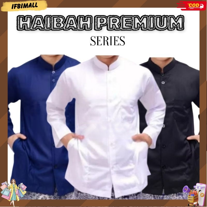 baju koko habaib haibah habib polos lengan panjang model Ammu amu baju lebaran pria baju koko lengan