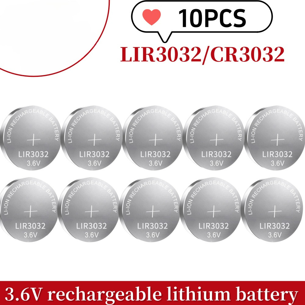 110PCS  LIR3032 36V Lithium Battery Rechargeable Battery Replace CR3032 Button cell
