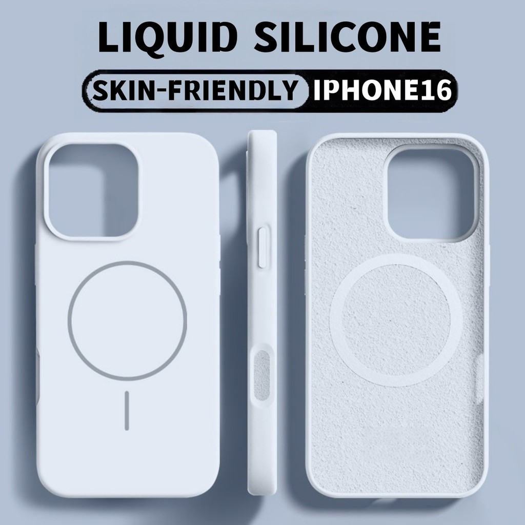 Casing iphone Sierra Blue Liquid Silicone Magnetic Phone Case For iPhone 16 15 Pro Max 14 13 12 11 P