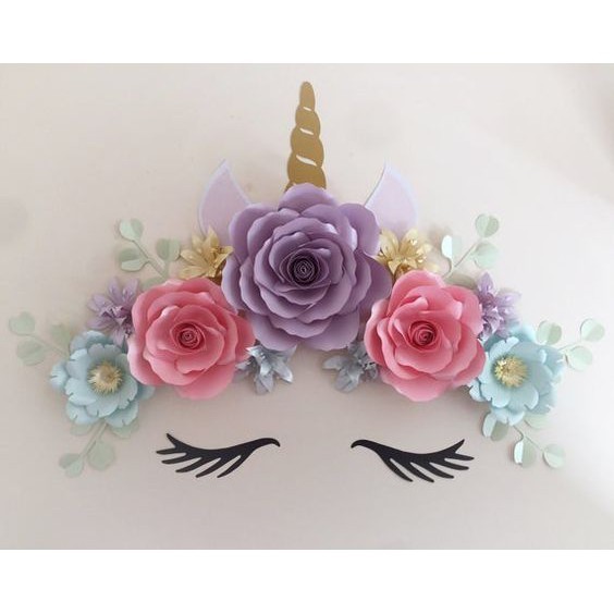 UNICORN FLOWERS WALL DEKOR HIASAN DINDING UNICORN ACARA ULANG TAHUN BIRHDAY DEKORASI KAMAR LUCU ANAK