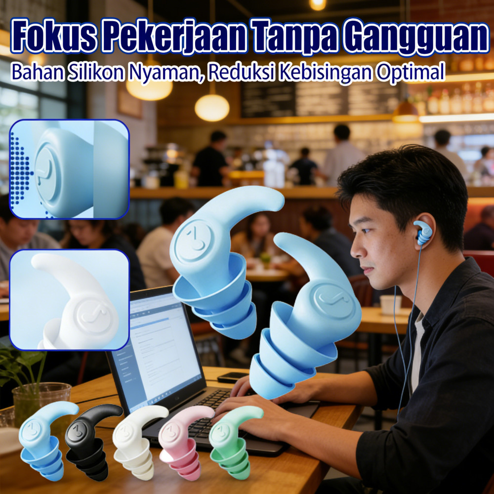 Peredam Suara Penutup Kuping Untuk Tidur NEW 3 Layer Deep Sleep Earplug Silikon Nano Earplug Earplug