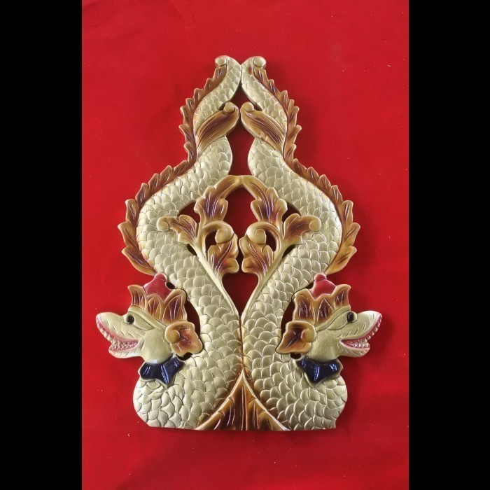 blawong keris ukir naga sunggingan istimewa warna emas KT