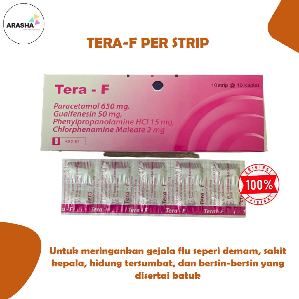 TERA-F Strip 10 Tablet - Obat Demam Batuk Berdahak Pilek Flu Sakit Kepala Tera F