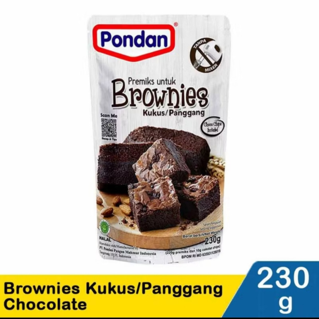 pondan brownies kukus / panggang 230gr sponge cake 200gr