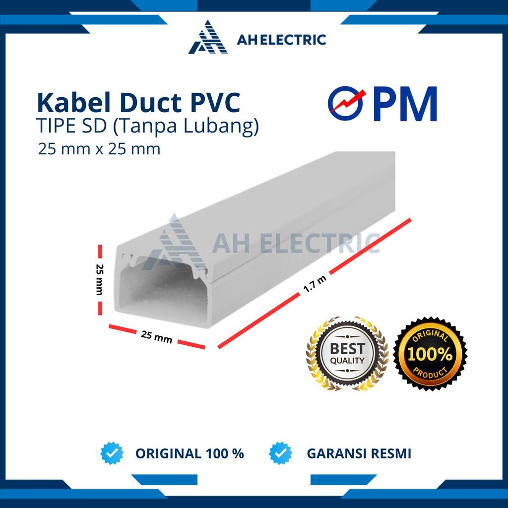 PM ELECTRIC Kabel Duct SD Abu-Abu | 25x25 mm 25 x 25 mm | Cable Duct PVC | Penutup Kabel | Pelindung