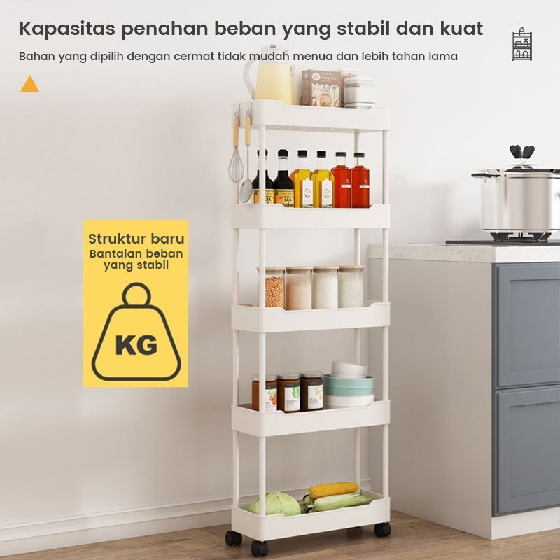 Rak Dapur Rak Susun Plastik Rak Bumbu  Rak Susun Kosmetik Rak Troli Plastik Rak Susun Serbaguna 3/4/