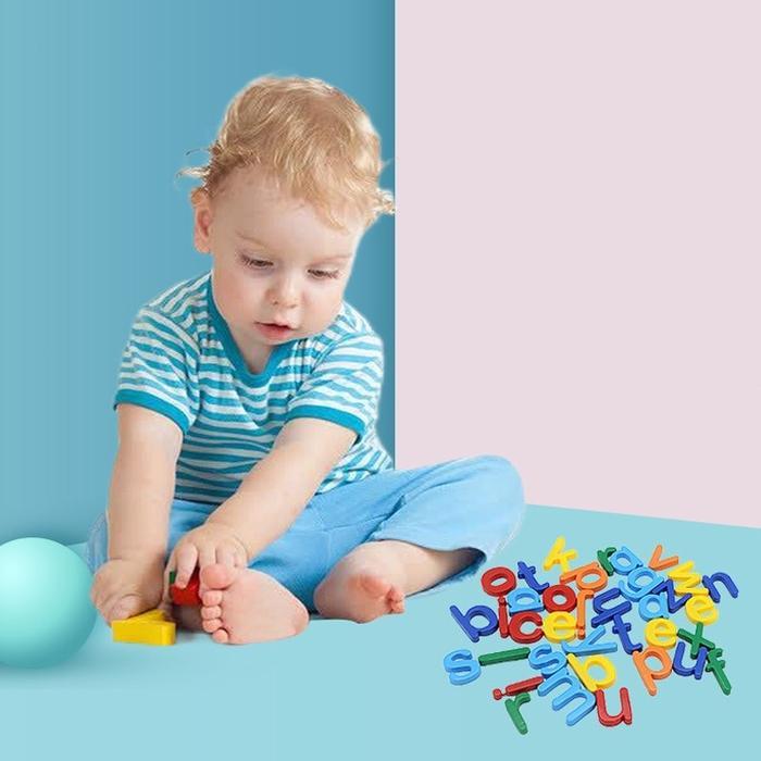 26Buah Abjad Dan Angka Edukasi Magnet Kayu Huruf Abc Untuk Belajar Anak Warni Mainan Edukasi Anak - 