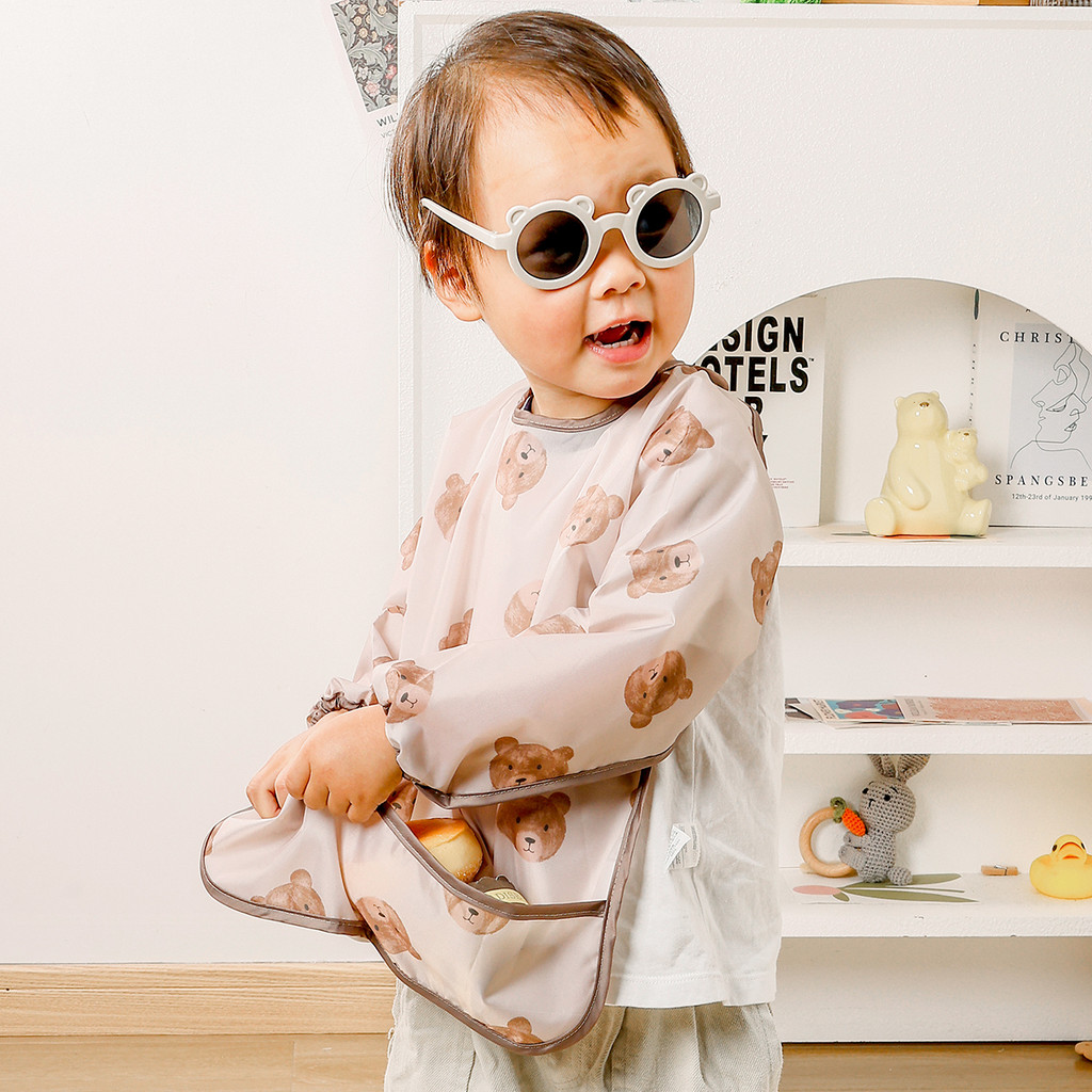 Elinfant 1PC Waterproof Eating Smock ,Infant Toddler Baby Cartoon Long Sleeve Apron, Animal Smock So