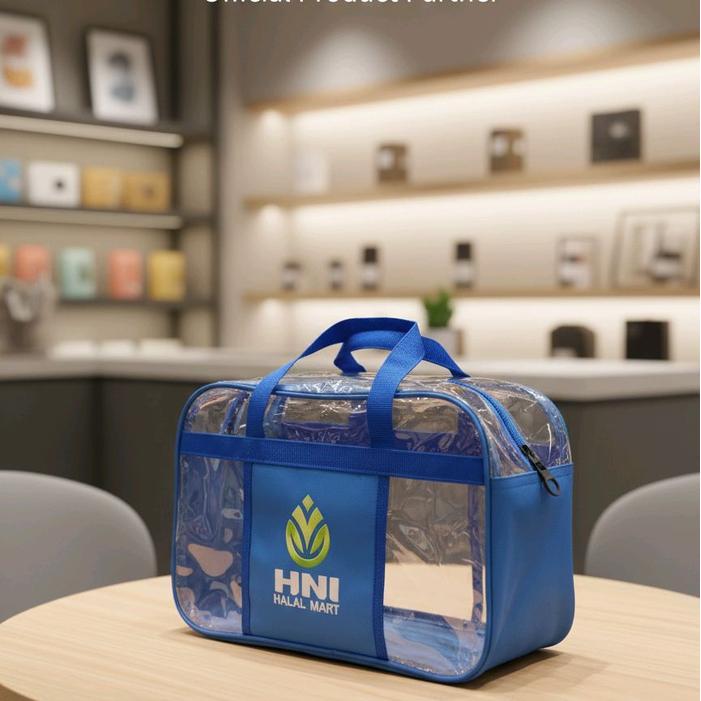 HNI Tas Transparan dengan Logo Halal untuk Belanja dan Perjalanan praktis dan stylish bahan tote bag