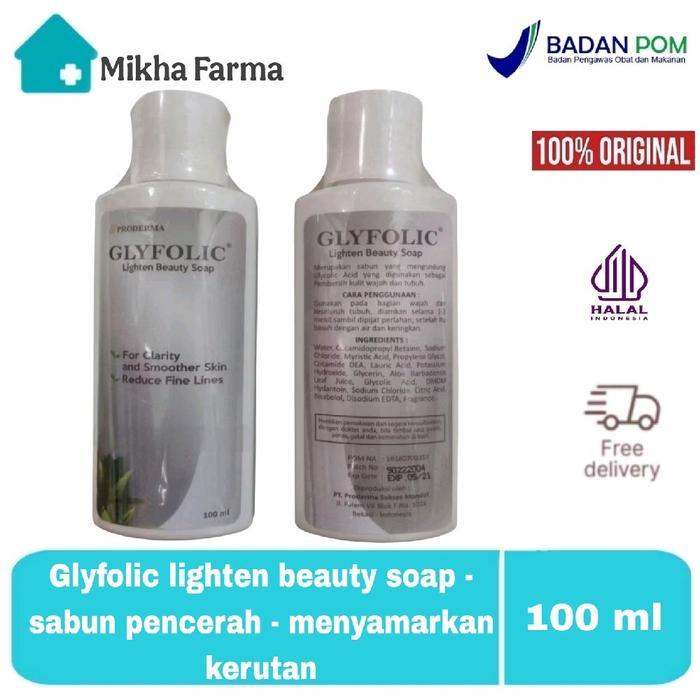 Glyfolic lighten beauty soap - sabun pencerah - menyamarkan kerutan - BPOM