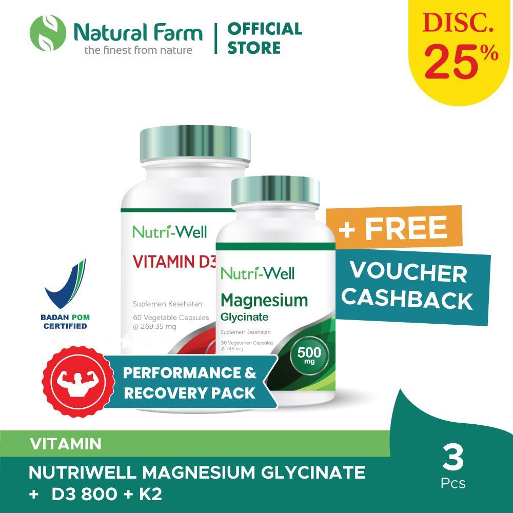 [Performance & Recovery Pack] Nutriwell Magnesium Glycinate + Nutriwell D3 800 IU+ K2