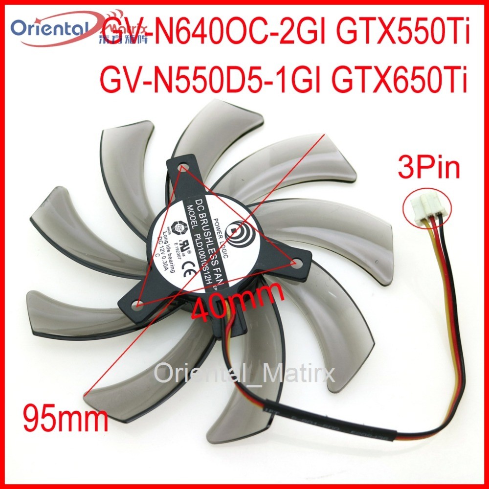 PLD10010S12H 12V 0.30A 95mm For Gigabyte GV-N640OC-2GI GTX550Ti GV-N550D5-1GI GTX650Ti Graphics Card