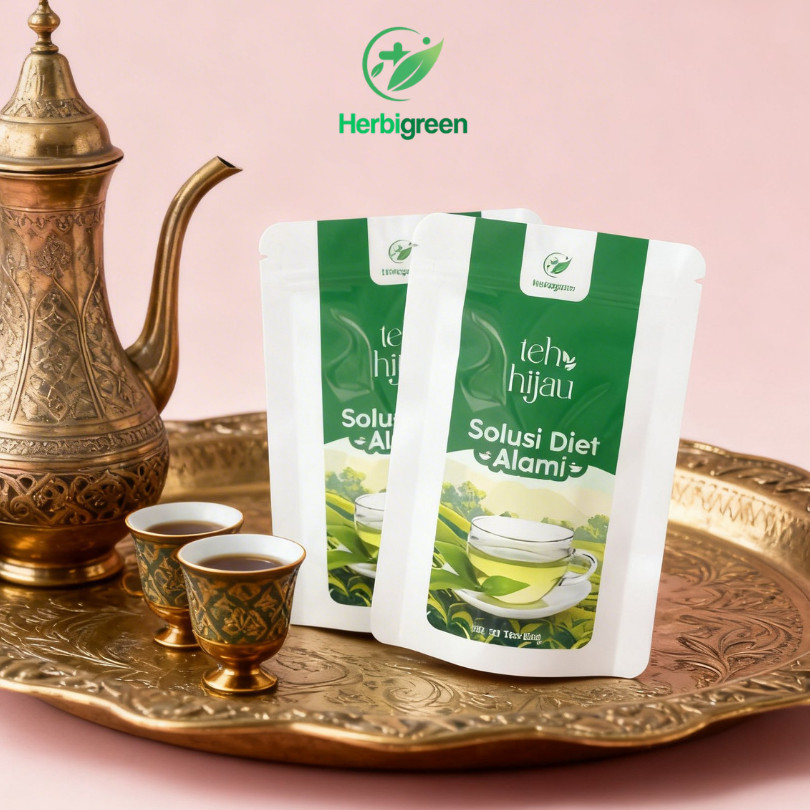 Herbigreen Teh Hijau Diet Pelangsing Herbal - Green Tea Premium 20 Kantong Tea Bag Detoks Lemak Teh 