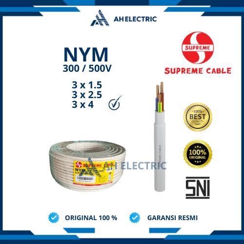 Supreme Kabel Listrik NYM 3x4 mm / 3 x 4 mm | 1 Roll 100 Meter